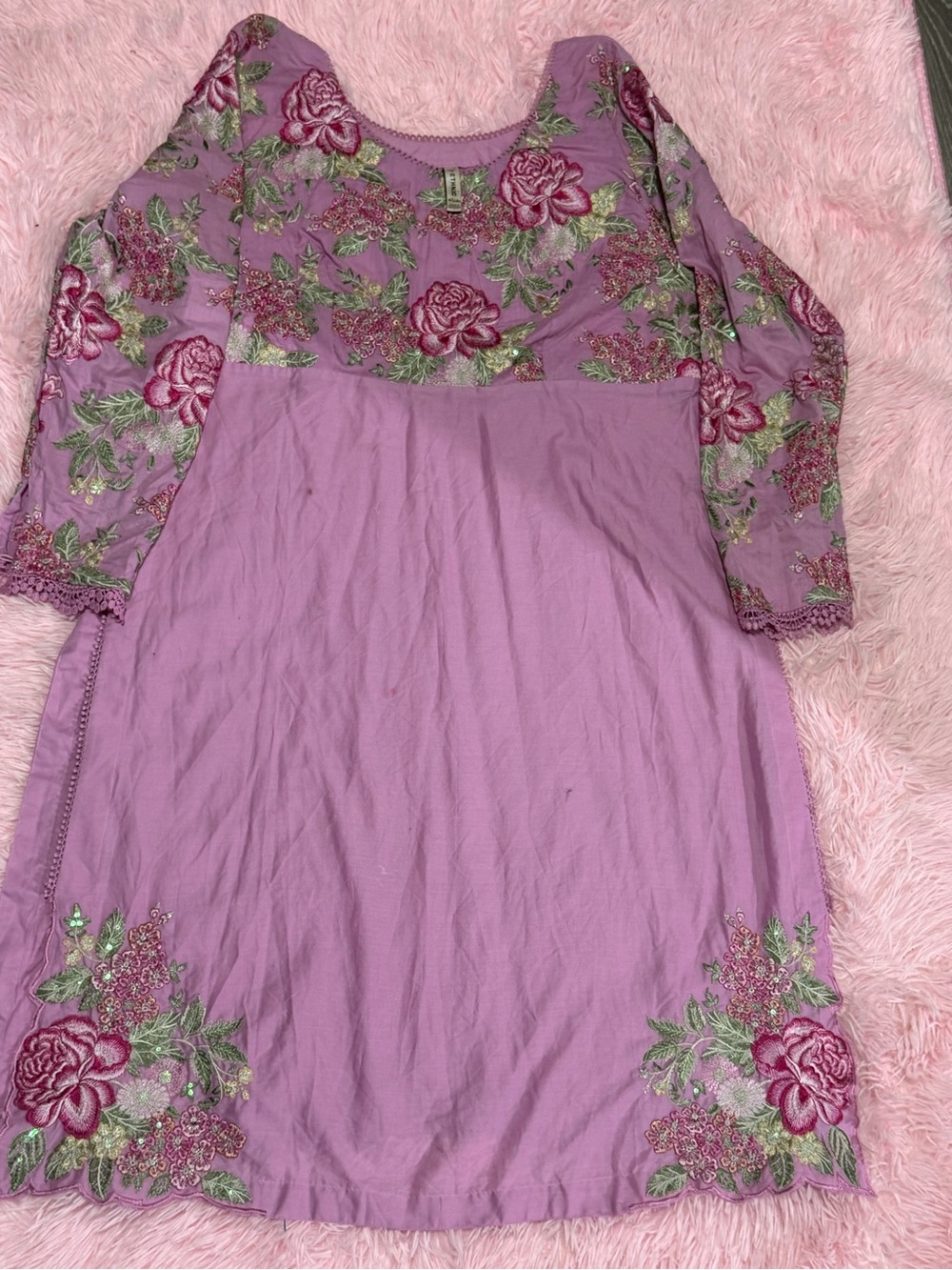 Lavender Floral Embroidered Women’s Dress Pakistani brand 2 piece